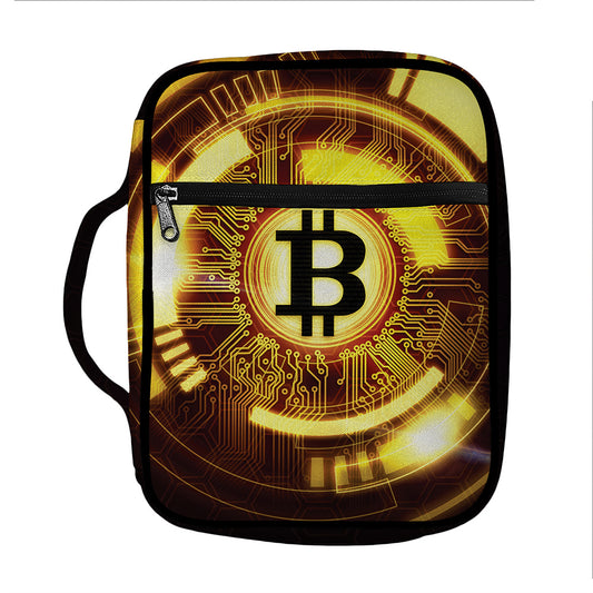 Bitcoin Crypto Symbol Print Front Pocket Bible Bag