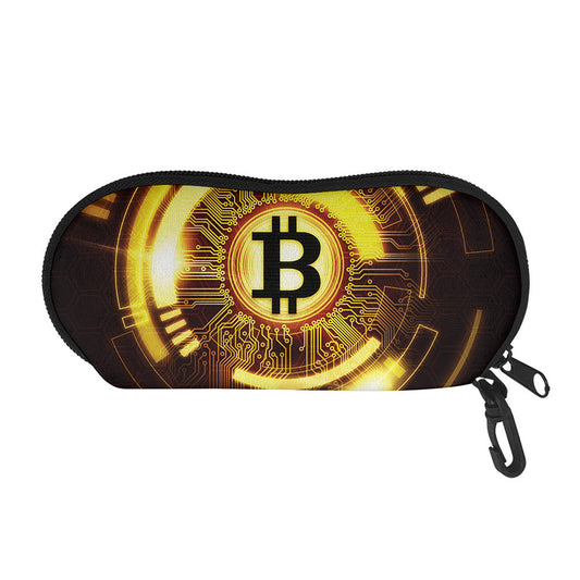Bitcoin Crypto Symbol Print Glasses Case
