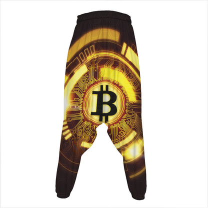 Bitcoin Crypto Symbol Print Hammer Pants
