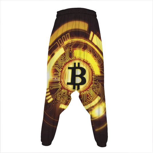 Bitcoin Crypto Symbol Print Hammer Pants