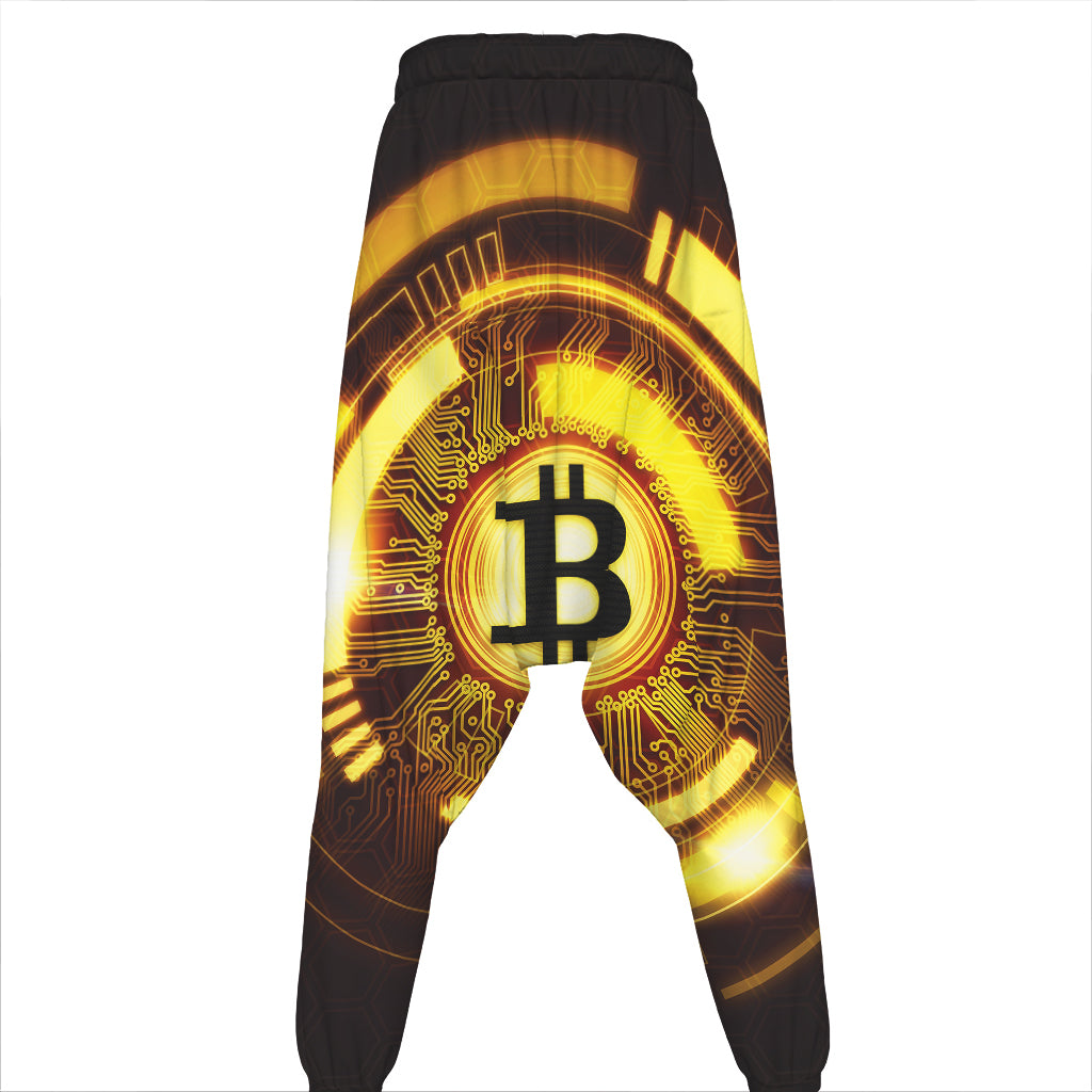 Bitcoin Crypto Symbol Print Hammer Pants