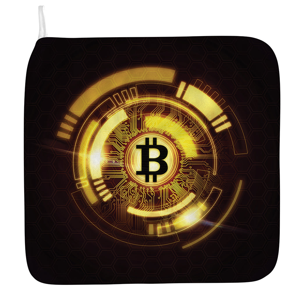 Bitcoin Crypto Symbol Print Hand Towel
