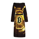 Bitcoin Crypto Symbol Print Hooded Bathrobe