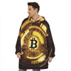 Bitcoin Crypto Symbol Print Hoodie Blanket