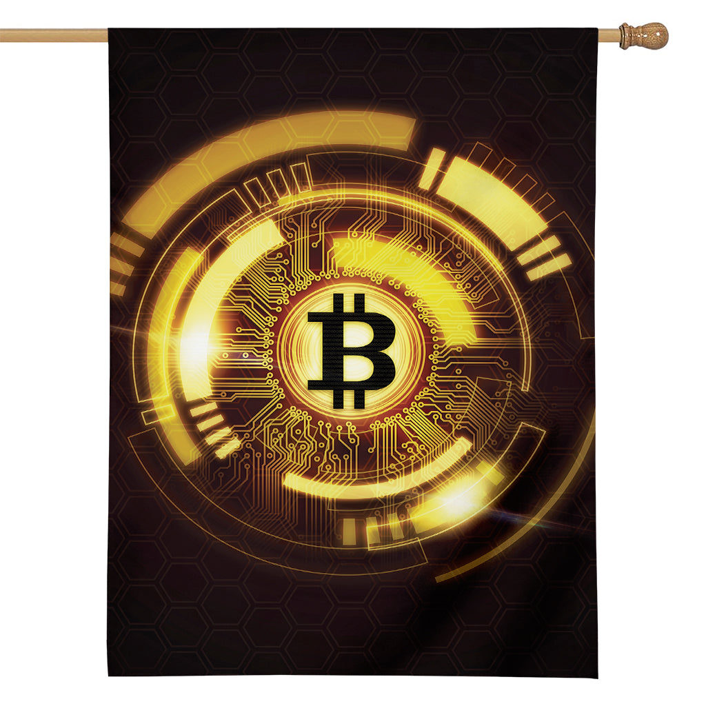 Bitcoin Crypto Symbol Print House Flag