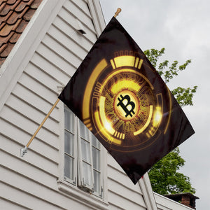 Bitcoin Crypto Symbol Print House Flag