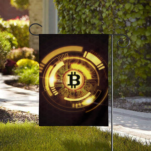 Bitcoin Crypto Symbol Print House Flag