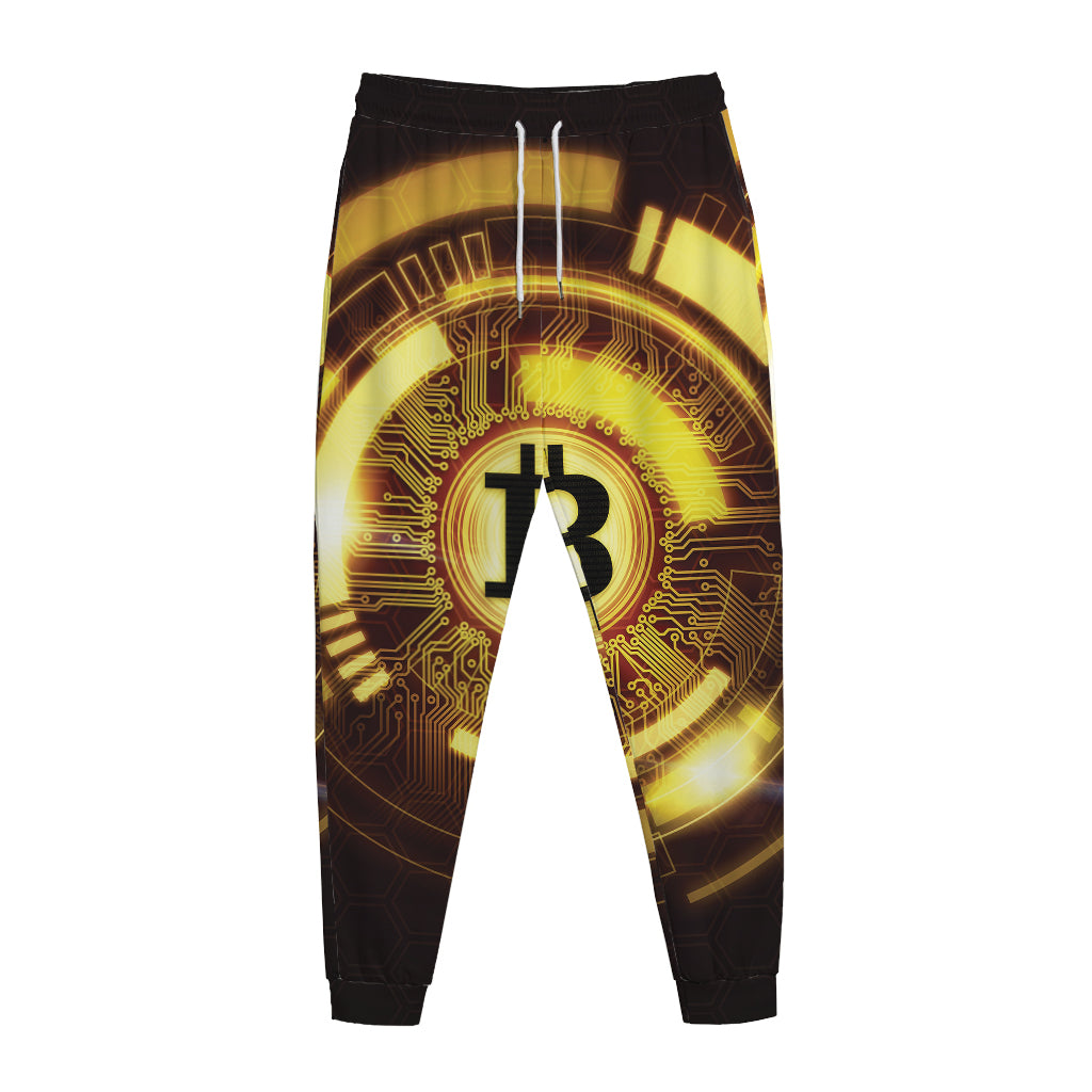 Bitcoin Crypto Symbol Print Jogger Pants