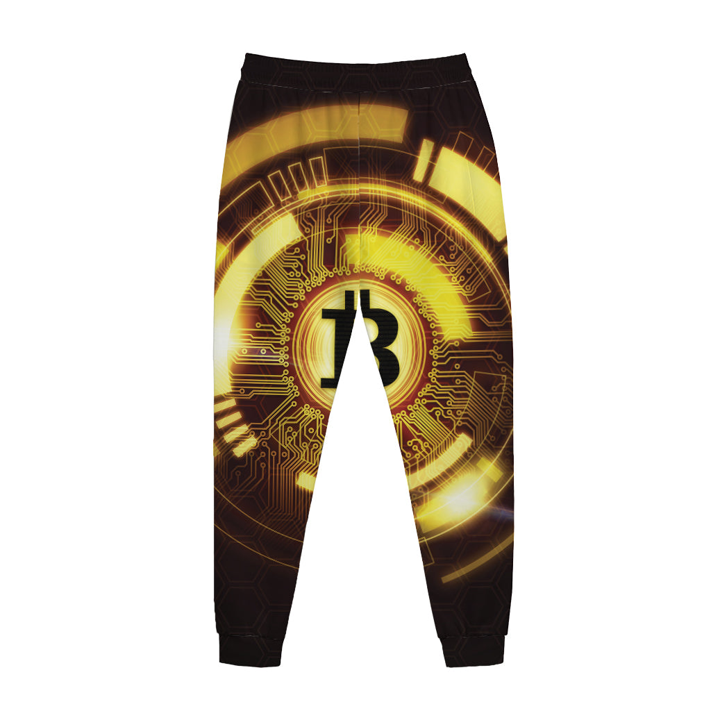 Bitcoin Crypto Symbol Print Jogger Pants