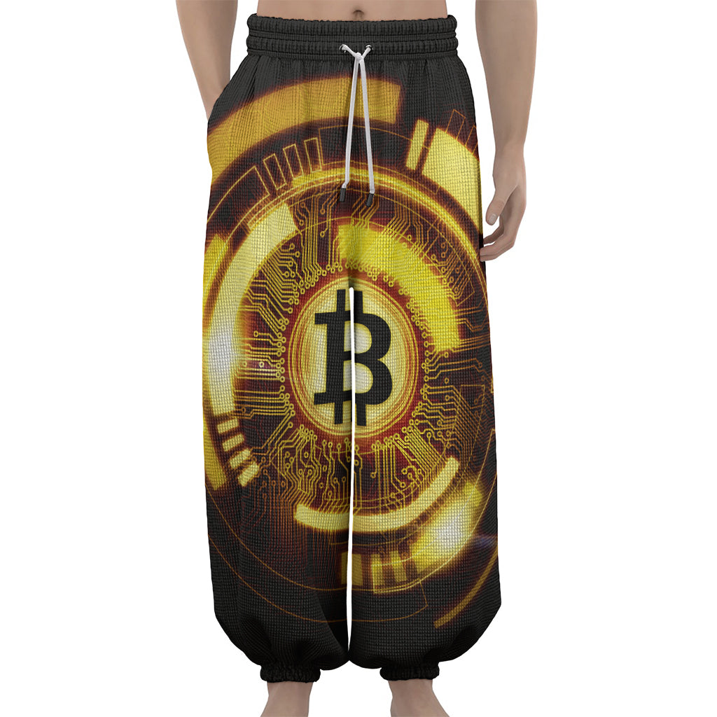 Bitcoin Crypto Symbol Print Lantern Pants