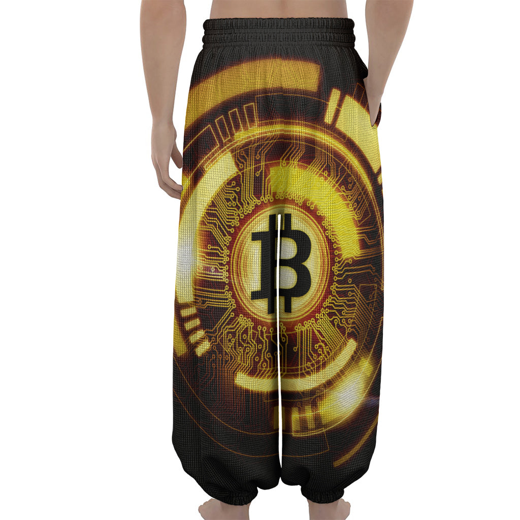 Bitcoin Crypto Symbol Print Lantern Pants