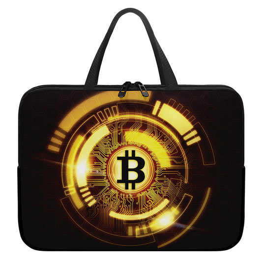 Bitcoin Crypto Symbol Print Laptop Sleeve With Handle