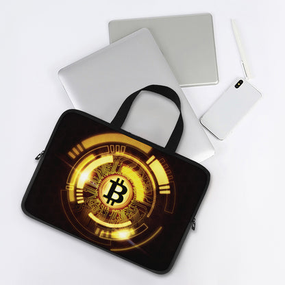 Bitcoin Crypto Symbol Print Laptop Sleeve With Handle
