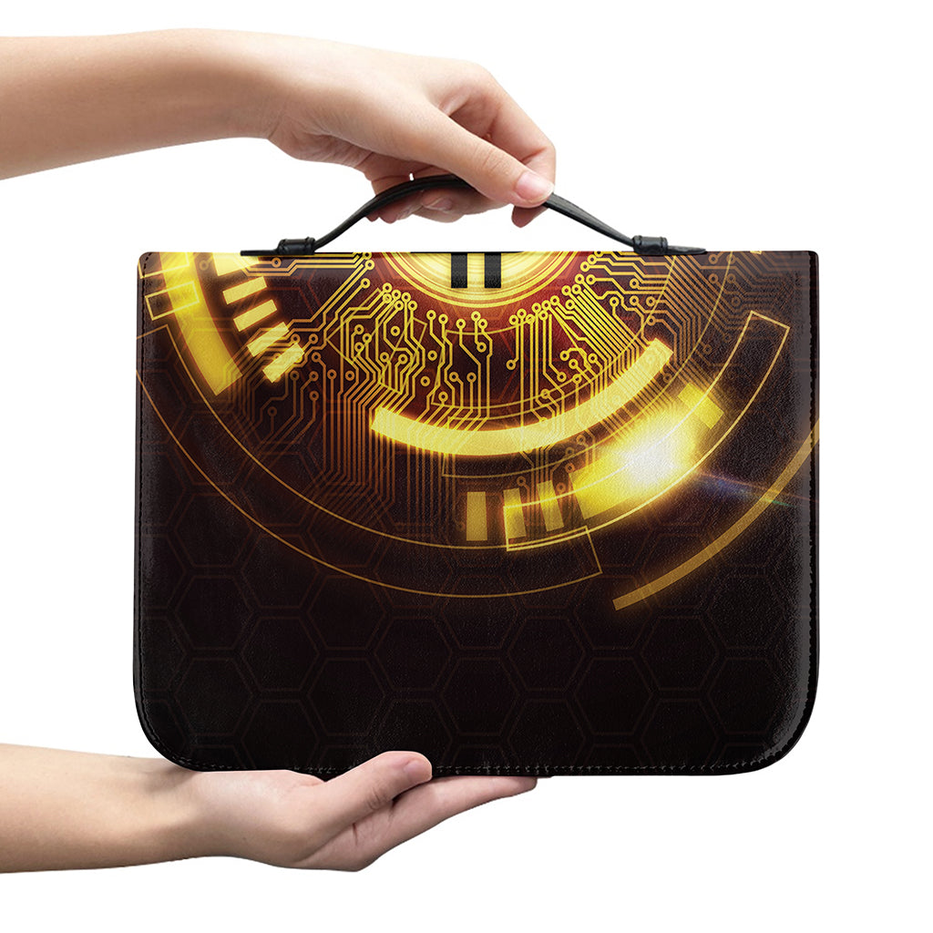 Bitcoin Crypto Symbol Print Leather Bible Cover