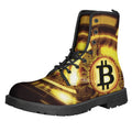 Bitcoin Crypto Symbol Print Lace-Up Boots