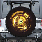 Bitcoin Crypto Symbol Print Leather Spare Tire Cover