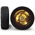 Bitcoin Crypto Symbol Print Leather Spare Tire Cover