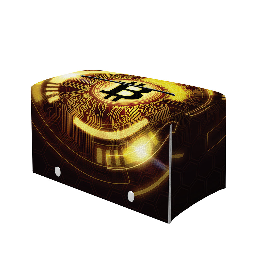 Bitcoin Crypto Symbol Print Leather Tissue Box Cover
