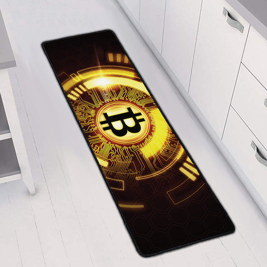 Bitcoin Crypto Symbol Print Long Kitchen Mat