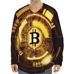 Bitcoin Crypto Symbol Print Long Sleeve Baseball Jersey