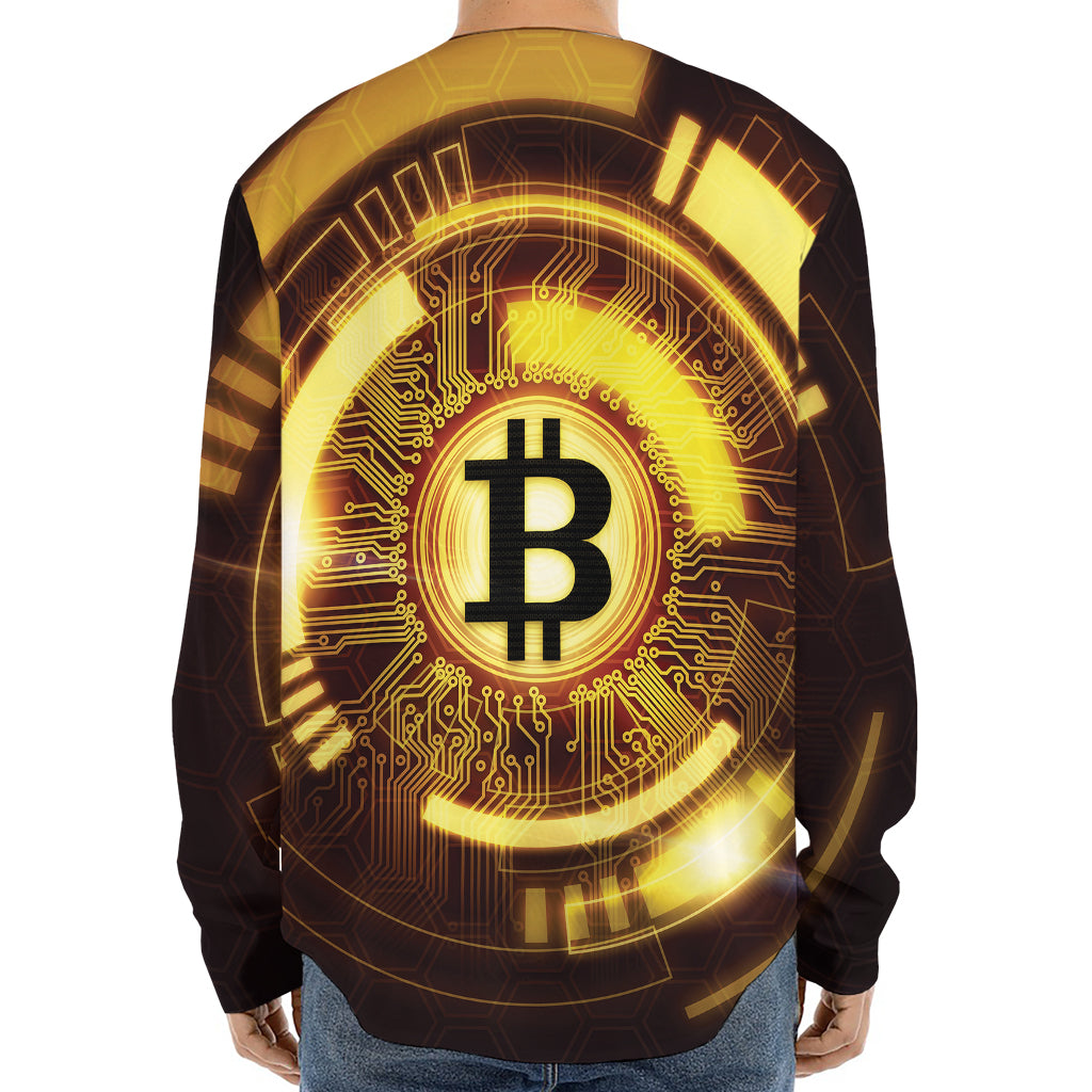 Bitcoin Crypto Symbol Print Long Sleeve Baseball Jersey