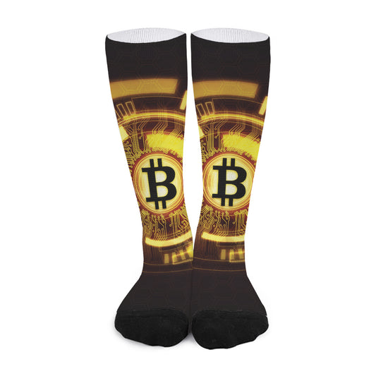 Bitcoin Crypto Symbol Print Long Socks