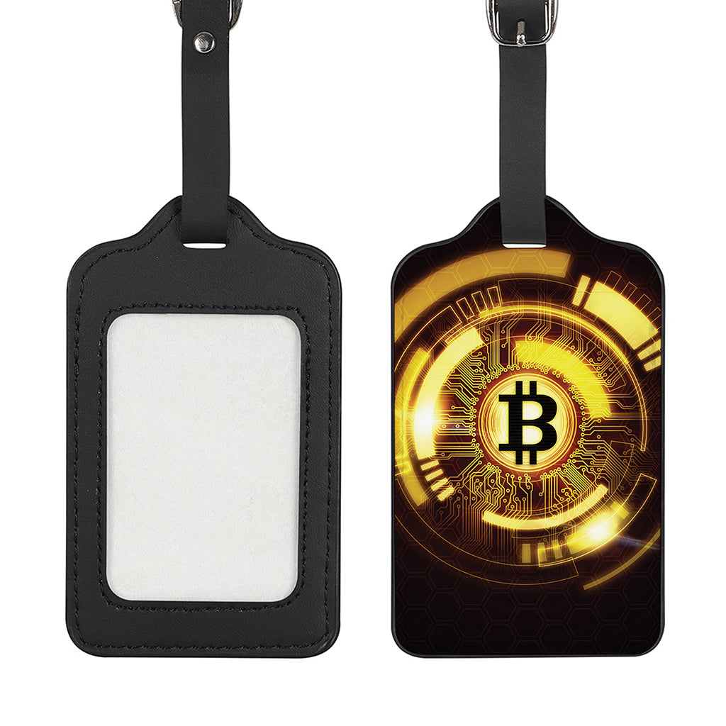 Bitcoin Crypto Symbol Print Luggage Tag