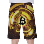Bitcoin Crypto Symbol Print Men's Beach Shorts