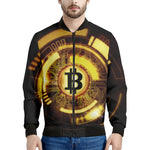 Bitcoin Crypto Symbol Print Men's Bomber Jacket