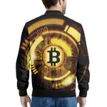 Bitcoin Crypto Symbol Print Men's Bomber Jacket