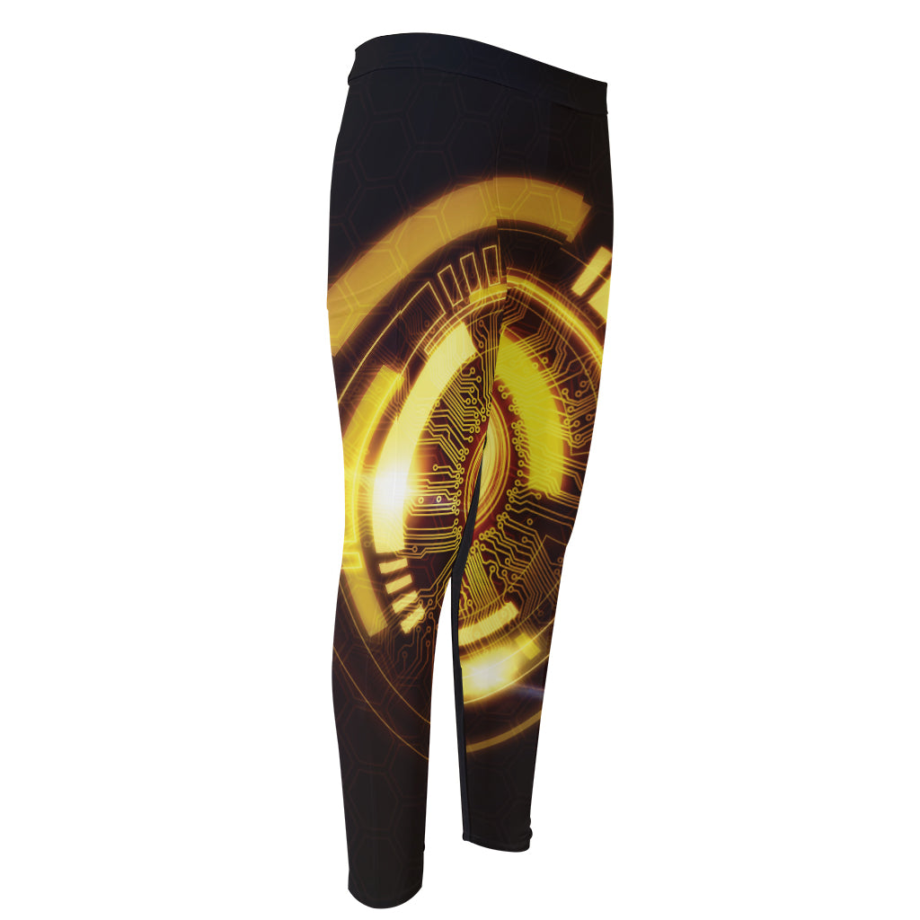 Bitcoin Crypto Symbol Print Men's Compression Pants