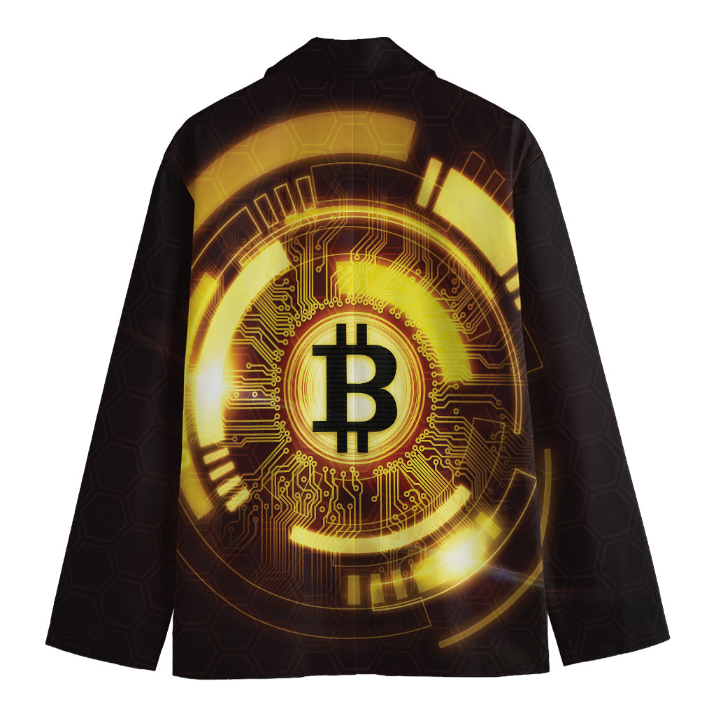 Bitcoin Crypto Symbol Print Men's Cotton Blazer