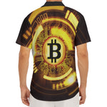 Bitcoin Crypto Symbol Print Men's Deep V-Neck Shirt