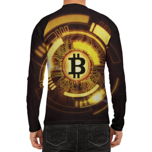 Bitcoin Crypto Symbol Print Men's Long Sleeve Rash Guard