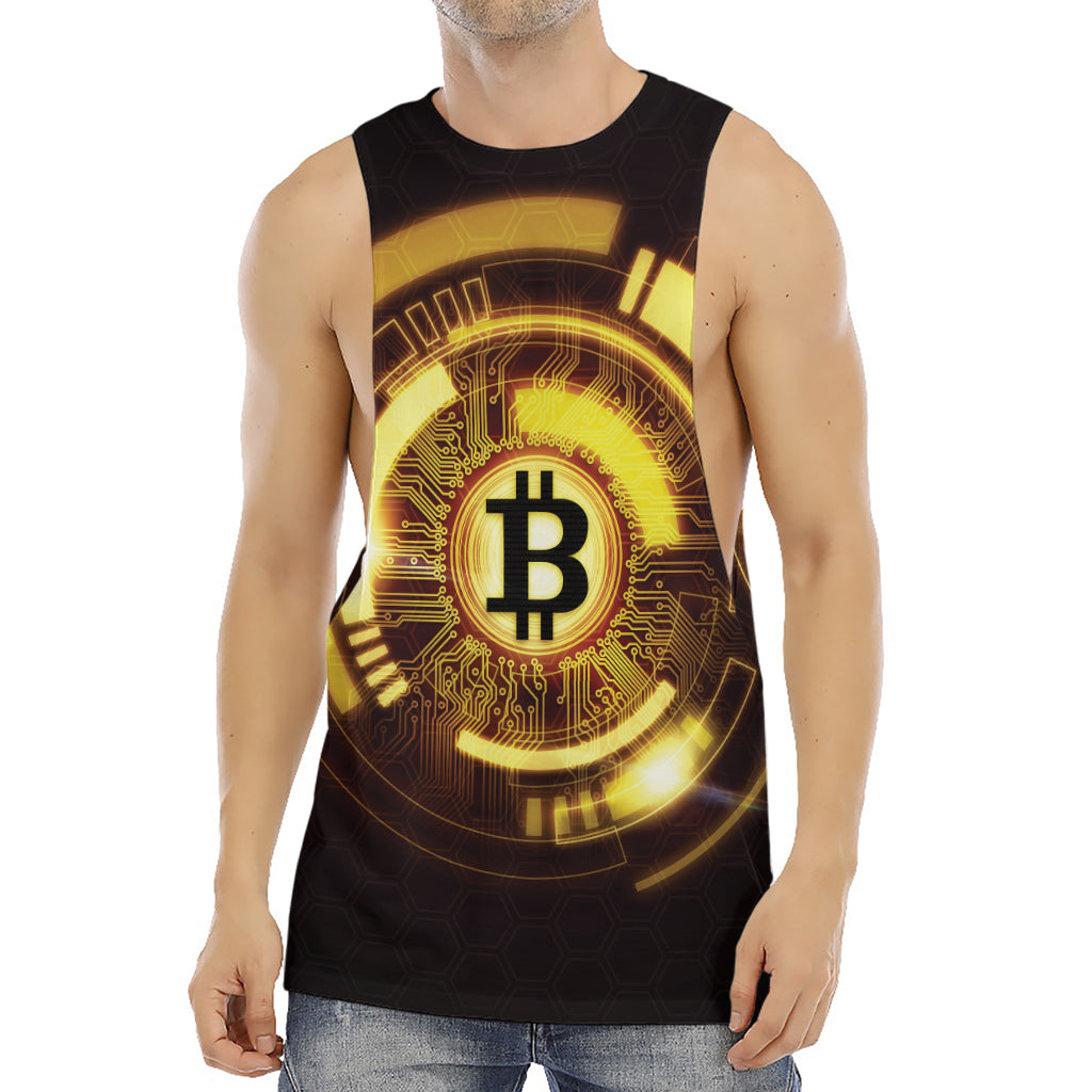 Bitcoin Crypto Symbol Print Men's Muscle Tank Top