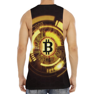 Bitcoin Crypto Symbol Print Men's Muscle Tank Top