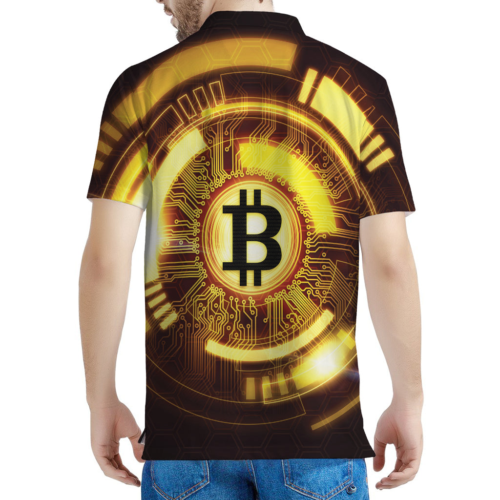 Bitcoin Crypto Symbol Print Men's Polo Shirt