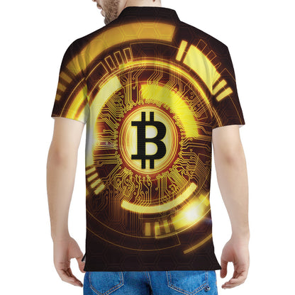 Bitcoin Crypto Symbol Print Men's Polo Shirt