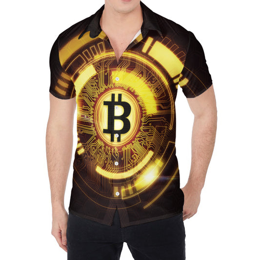Bitcoin Crypto Symbol Print Men's Shirt