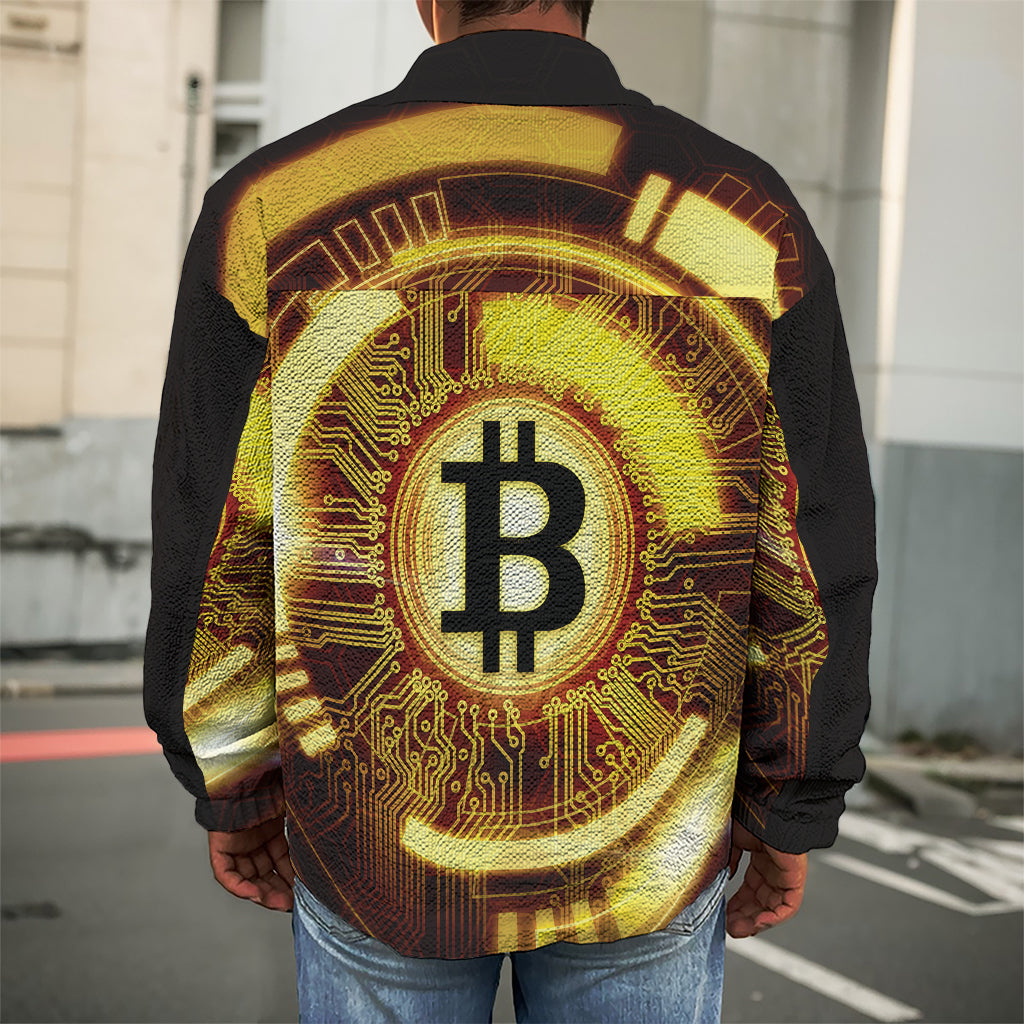 Bitcoin Crypto Symbol Print Men's Shirt Jacket