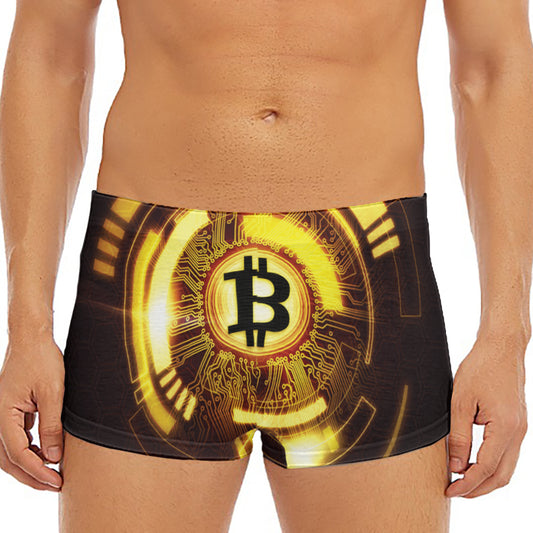 Bitcoin Crypto Symbol Print Men's Short Boxer Briefs