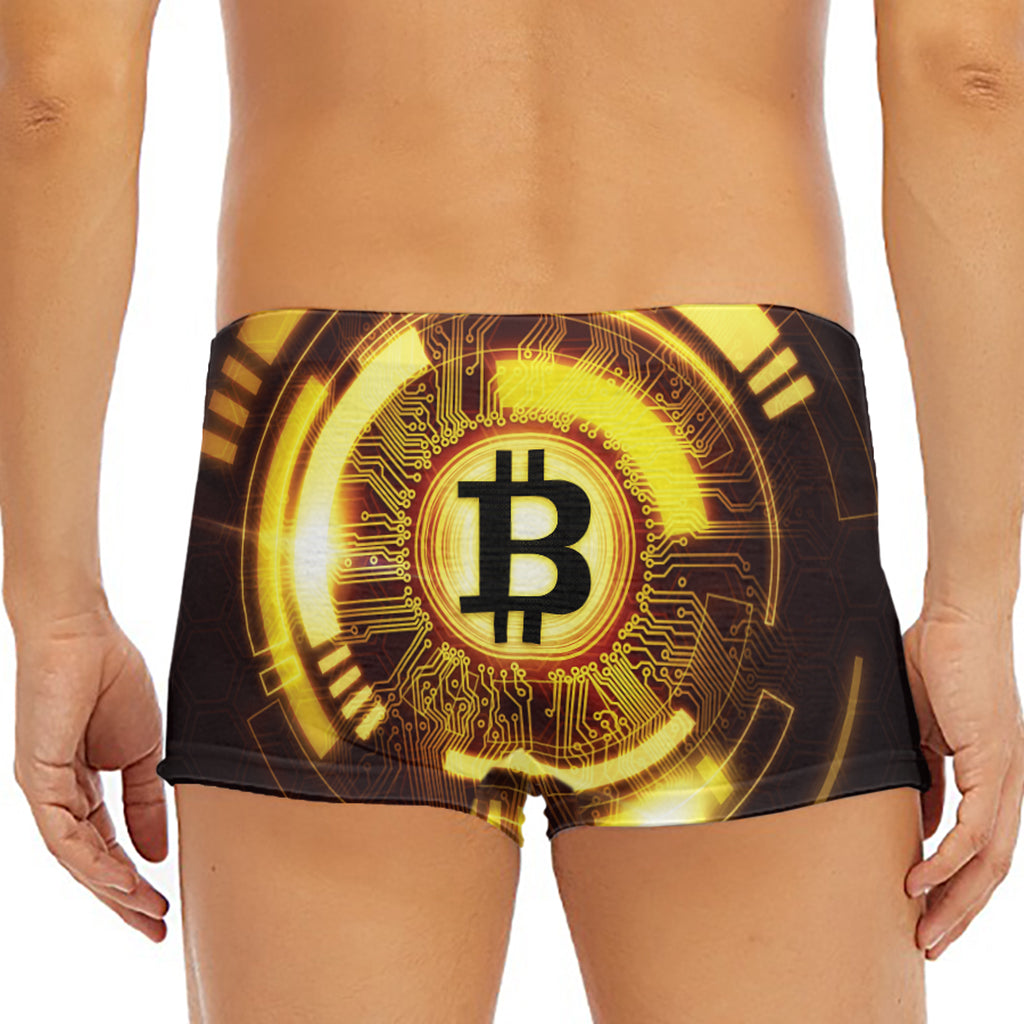 Bitcoin Crypto Symbol Print Men's Short Boxer Briefs
