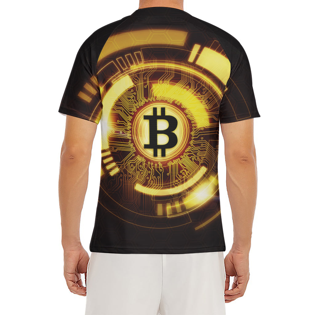 Bitcoin Crypto Symbol Print Men's Short Sleeve Rash Guard