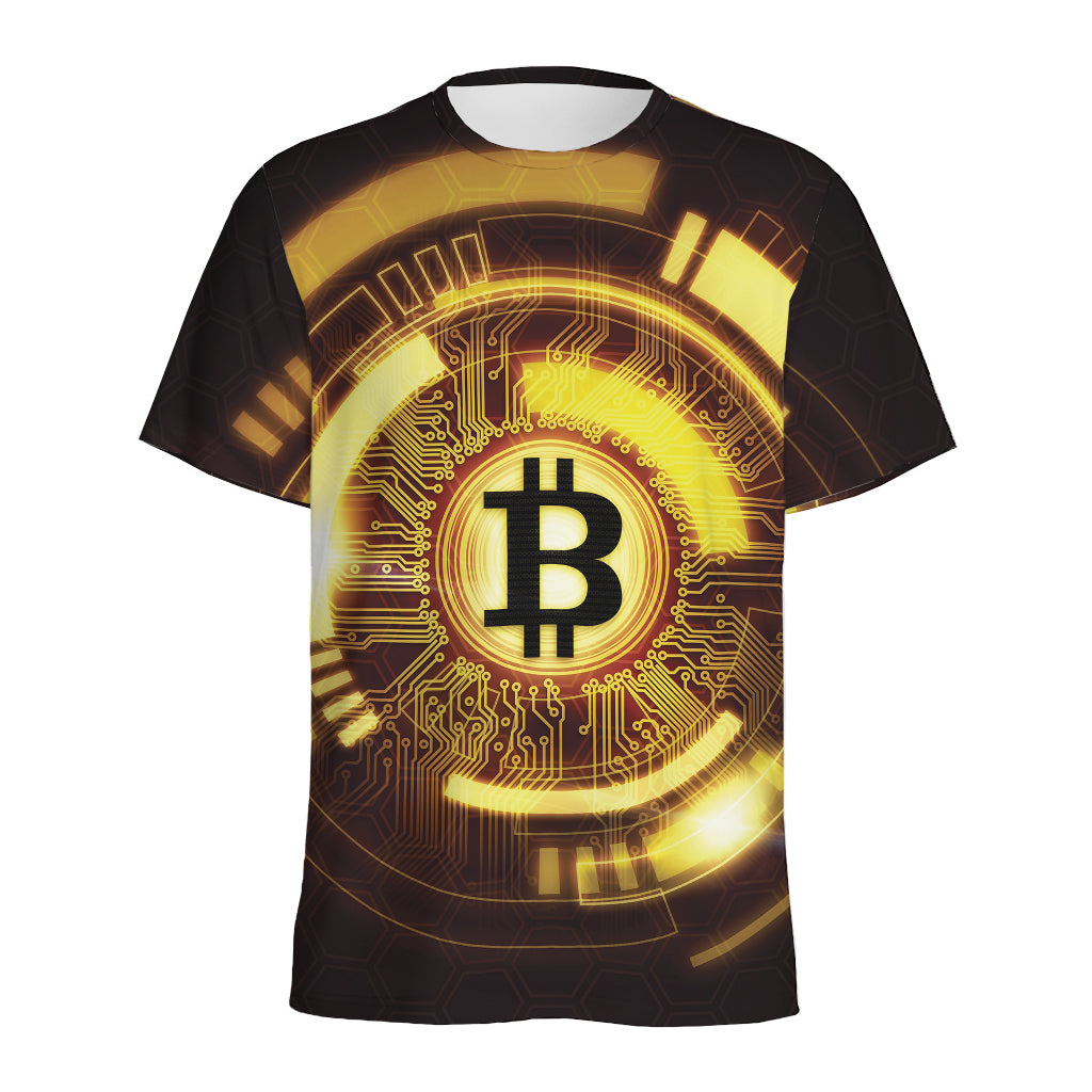 Bitcoin Crypto Symbol Print Men's Sports T-Shirt