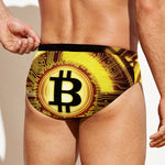 Bitcoin Crypto Symbol Print Men's Swim Briefs