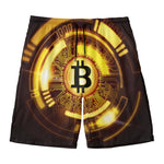 Bitcoin Crypto Symbol Print Men's Swim Trunks