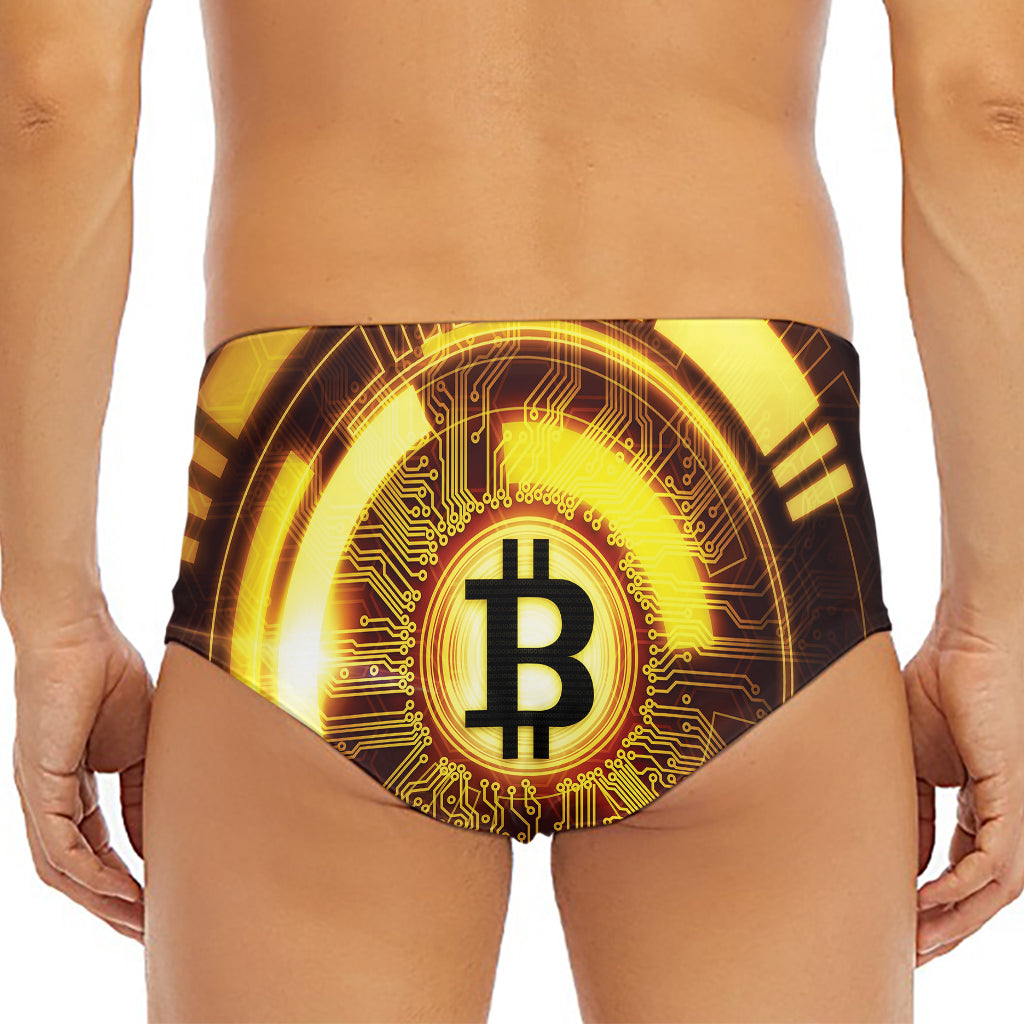 Bitcoin Crypto Symbol Print Men's Triangle Swim Briefs