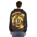 Bitcoin Crypto Symbol Print Men's Velvet Pullover Hoodie