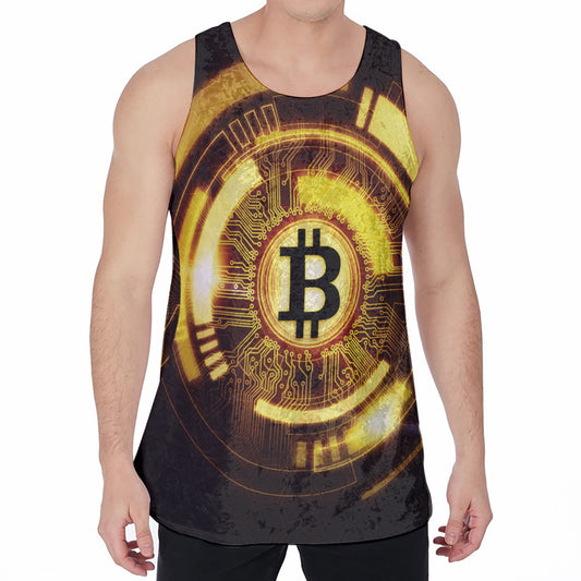 Bitcoin Crypto Symbol Print Men's Velvet Tank Top