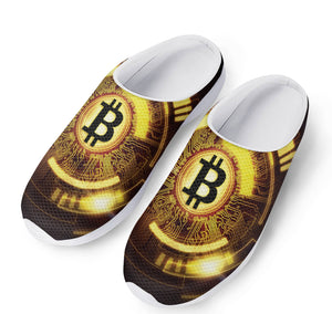 Bitcoin Crypto Symbol Print Mesh Casual Shoes